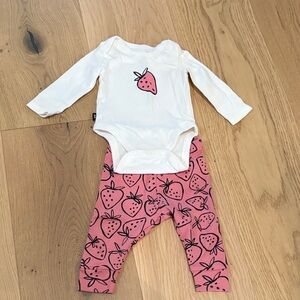 Tea Collection Strawberry Print Kids One Piece Set - White and Pink